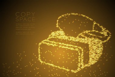 Parlak yıldız deseni Vr kulaklık (sanal gerçeklik) shap tasarım altın rengi illüstrasyon izole kahverengi degrade arka plan kopya alanı, vektör eps 10 ile soyut