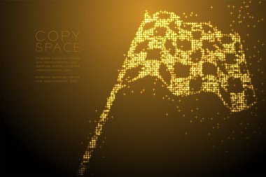 Soyut parlak yıldız deseni Checkered bayrağı şekli, iş başarı kavramı tasarım altın renk illüstrasyon izole kahverengi degrade arka plan kopya alanı, vektör eps 10 ile