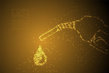 Geometrik daire nokta piksel deseni Gaz memesi damlacık şekli ile Soyut, izole kahverengi degrade arka plan kopya alanı ile enerji kavram altın renk tasarlamak ulaşım