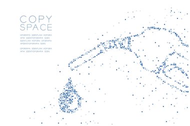 Soyut geometrik daire nokta piksel deseni Gaz memesi damlacık şeklinde, taşıma enerji kavramı mavi renk tasarlamak kopya alanı beyaz zemin üzerine