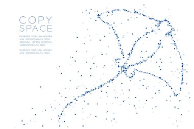 Soyut geometrik kare kutu piksel deseni Stingray şekli, su ve deniz yaşamı kavramı mavi renk tasarlamak kopya alanı, vektör eps 10 beyaz zemin üzerine