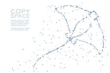 Soyut geometrik daire nokta piksel deseni Stingray şeklini, su ve deniz yaşamı kavramı mavi renk tasarlamak kopya alanı, vektör eps 10 beyaz zemin üzerine