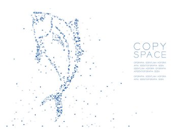 Soyut geometrik düşük Çokgen kare kutu piksel ve üçgen desen ton balığı şekli, su ve Deniz hayat kavramı kopya alanı, vektör eps 10 beyaz zemin üzerine mavi renk illüstrasyon tasarımı