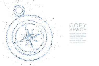Soyut geometrik düşük Çokgen kare kutu piksel ve üçgen desen pusula şekli, seyahat kavramı mavi renk tasarlamak kopya alanı, vektör eps 10 beyaz zemin üzerine