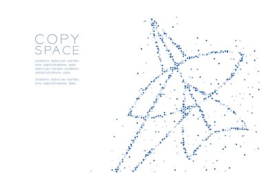 Soyut geometrik daire nokta piksel deseni Chula uçurtma şekil, Özgürlük kavramı mavi renk tasarlamak kopya alanı, vektör eps 10 beyaz zemin üzerine