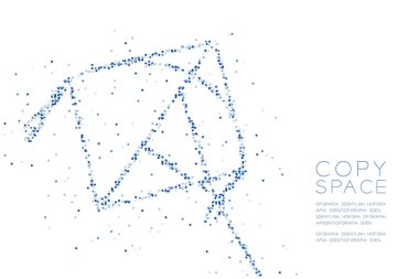 Soyut geometrik daire nokta piksel deseni Pakpao uçurtma şekil, Özgürlük kavramı mavi renk tasarlamak kopya alanı, vektör eps 10 beyaz zemin üzerine