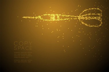 Soyut geometrik daire nokta piksel deseni dart tahtası oyun şeklini, iş başarı kavramı tasarım altın renk illüstrasyon izole kahverengi degrade arka plan kopya alanı, vektör eps 10 ile