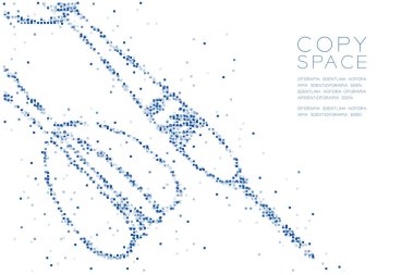 Soyut geometrik Meydanı kutusu piksel deseni dart tahtası oyun şekli, iş başarı kavramı mavi renk tasarlamak kopya alanı, vektör eps 10 beyaz zemin üzerine