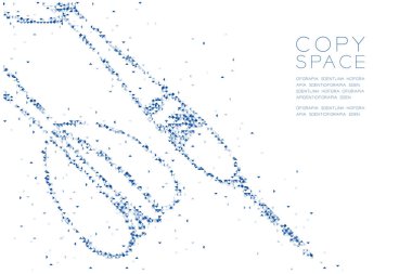 Soyut geometrik düşük Çokgen kare kutu piksel ve üçgen desen dart tahtası oyun şekli, iş başarı kavramı mavi renk tasarlamak kopya alanı, vektör eps 10 beyaz zemin üzerine