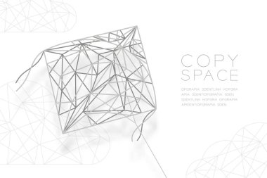 İş yapısı kavramı illüstrasyon izole kopya alanı, vektör eps 10 siyah degrade zemin üzerine tasarım Pakpao uçurtma ve bulut tel kafes Çokgen gümüş çerçeve yapısı,