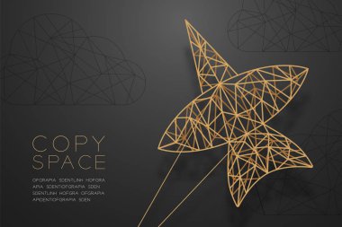 İş yapısı kavramı illüstrasyon izole kopya alanı, vektör eps 10 siyah degrade zemin üzerine tasarım Chula uçurtma ve bulut tel kafes Çokgen altın çerçeve yapısı,