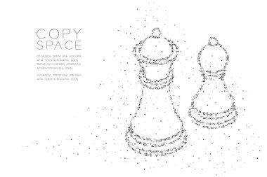 Soyut geometrik kare kutu piksel deseni Satranç Kral ve piyon şekli, iş stratejisi kavramı siyah renk tasarlamak kopya alanı, vektör eps 10 beyaz zemin üzerine