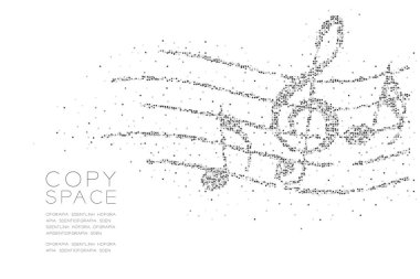Soyut geometrik Meydanı kutusu piksel model müzik notu hattı personel ile şekil kavramı tasarlamak kopya alanı, vektör eps 10 beyaz zemin üzerine siyah renk