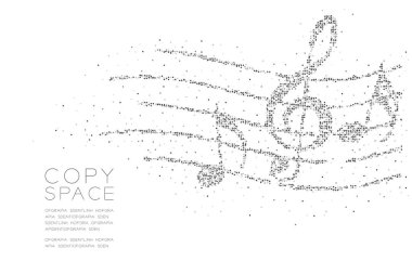 Soyut geometrik daire nokta piksel model müzik notu hattı personel şekil kavramı siyah renk tasarlamak kopya alanı, vektör eps 10 beyaz zemin üzerine