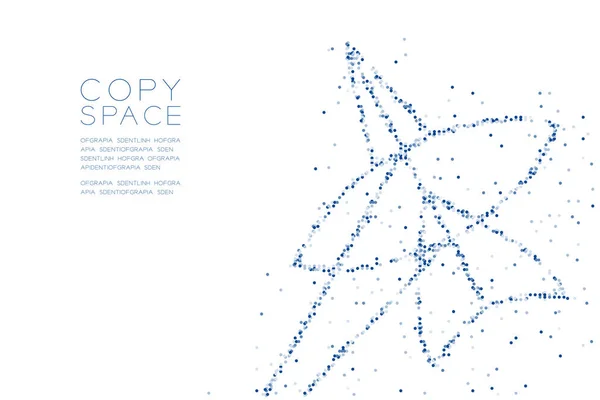 抽象的な幾何学的サークル ドット ピクセル パターン チュラ凧の形 ベクトル Eps コピー スペースと白い背景の青い色イラストをデザインした自由概念 — ストックベクタ