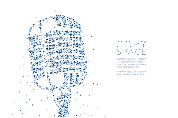 Soyut geometrik Meydanı kutusu piksel deseni Vintage mikrofon şekli, müzik aleti kavramı mavi renk tasarlamak kopya alanı, vektör eps 10 beyaz zemin üzerine