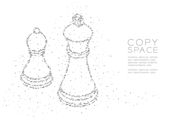 摘要几何圆点像素图案国际象棋皇后和典当形状 商业战略概念设计黑色插图在白色背景上的复制空间 Eps — 图库矢量图片