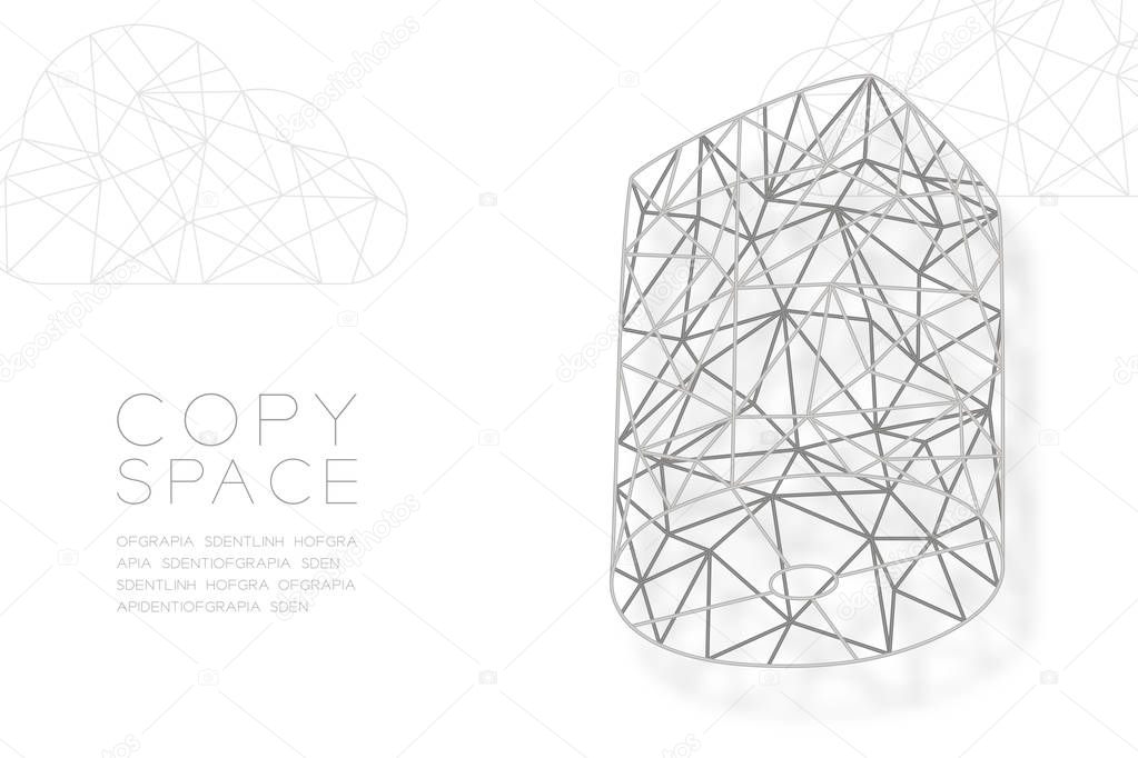Balloon lantern and cloud wireframe Polygon golden frame structure, loy krathong concept design illustration isolated on black gradient background with copy space, vector eps 10