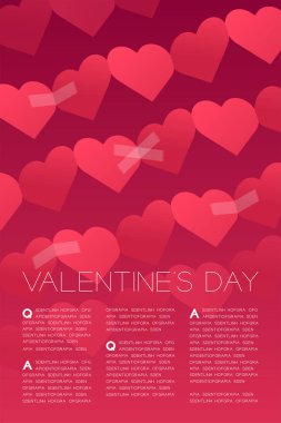 Kalp kağıt zinciri gözyaşı onarım yapışkan bant, Sevgililer günü konsepti düzen poster şablonu tasarım illüstrasyon izole kopya alanı ile beyaz arka plan üzerinde tarafından