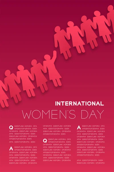 Papier Łańcucha Kobiety Kształt International Women Dzień Układ Plakat Szablon — Wektor stockowy