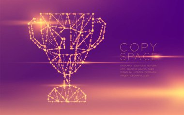 Trophy Kupası numaralı şekil tel kafes Çokgen fütüristik bokeh hafif çerçeve yapısı ve lens flare, uzay, mor degradeler zemin üzerine izole iş kazanan kavram tasarlamak vektör