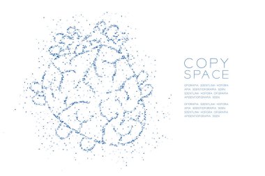 Vektör eps 10 kalp şekli soyut geometrik Çokgen kare kutu ve üçgen desen, tıbbi bilim Organ konsept tasarım mavi renk illüstrasyon izole kopya alanı, beyaz zemin üzerine