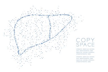 Karaciğer şekil soyut geometrik Meydanı kutusu piksel deseni, tıbbi bilim Organ konsept tasarım mavi renk illüstrasyon izole kopya alanı, vektör eps 10 beyaz zemin üzerine