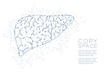 Vektör eps 10 karaciğer şekil soyut geometrik Çokgen kare kutu ve üçgen desen, tıbbi bilim Organ konsept tasarım mavi renk illüstrasyon izole kopya alanı, beyaz zemin üzerine