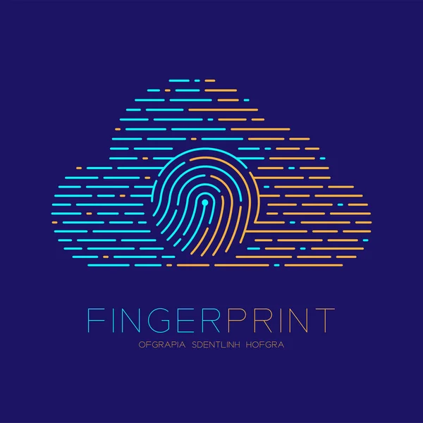 Wolkenmuster Fingerabdruck Scan Logo Symbol Strich Linie Technologie Verbinden Konzept — Stockvektor