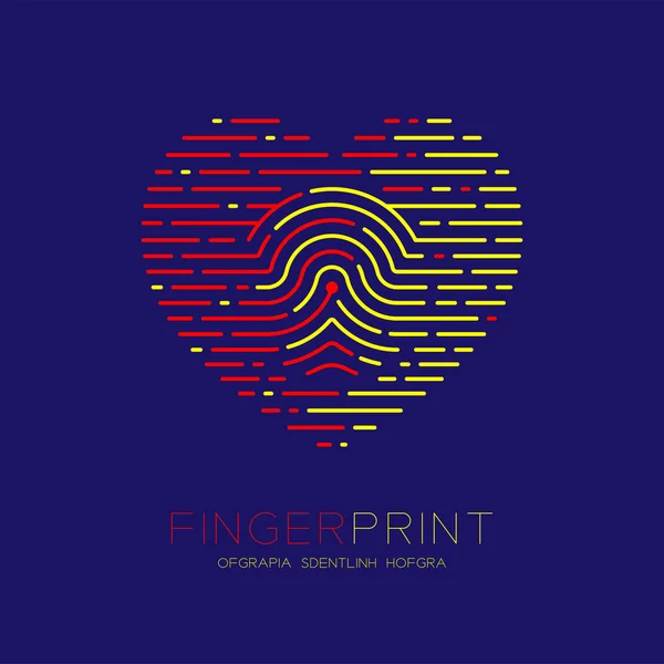 Herzmuster Fingerabdruck Scan Logo Symbol Strich Linie Liebe Valentine Konzept — Stockvektor