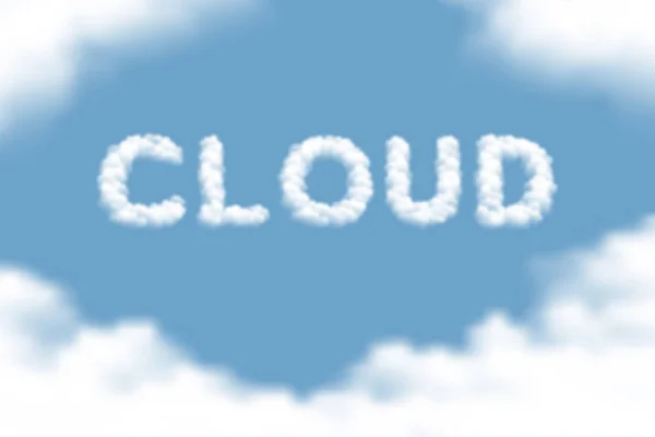 Texte nuage avec motif nuage ou fumée illustration flotteur isolé sur fond de dégradés de ciel bleu, vecteur eps 10 — Image vectorielle