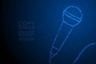 Soyut geometrik bokeh daire nokta piksel deseni Retro mikrofon, müzik ekipman vektör degrade malzeme illüstrasyon izole kavramı mavi renk tasarlamak vector