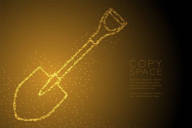 Soyut geometrik bokeh daire nokta piksel desen Spade şekil, yapı, renk soyutlama boşluk girdap illüstrasyon izole kavramı tasarım altın renkli çizim, vektör EPS 10
