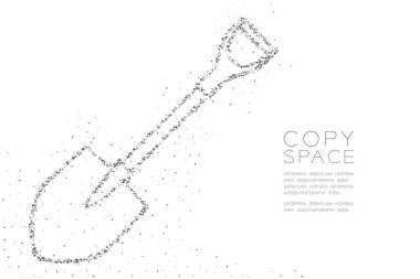 Soyut geometrik düşük Çokgen kare kutu piksel ve üçgen desen Spade şekil, Inşaat kavramı tasarım siyah renk illüstrasyon beyaz arka plan üzerinde kopya alanı, vektör EPS 10