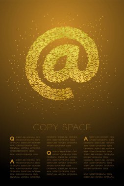 Soyut geometrik bokeh daire nokta piksel desen işareti simgesi, online kavramı tasarım altın renk illüstrasyon izole kahverengi degrade arka plan ile kopya alanı, vektör EPS 10