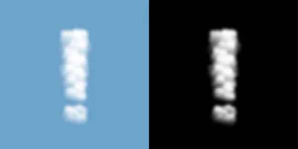 느낌표 기호 및 기호 구름 또는 연기 패턴, 주의 개념 디자인 그림 격리 불투명 마스크와 푸른 하늘 배경에 떠 있는, 벡터 eps 10 — 스톡 벡터