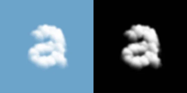 Алфавит в нижнем регистре буква a, облачный или дымовой узор, прозрачная иллюстрация изолированный поплавок на голубом фоне неба, с непрозрачной маской, вектор eps 10 — стоковый вектор
