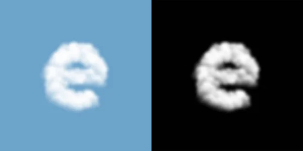 Alfabeto letras minúsculas e, Nuvem ou padrão de fumaça, ilustração transparente flutuar isolado no fundo do céu azul, com máscara de opacidade, vetor eps 10 —  Vetores de Stock