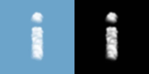 Alfabeto letra de conjunto minúsculo i, Nuvem ou padrão de fumaça, ilustração transparente flutuador isolado no fundo do céu azul, com máscara de opacidade, vetor eps 10 —  Vetores de Stock