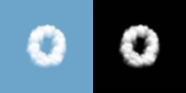 アルファベットの小文字のセットの文字 o、雲や煙のパターン、透明なイラストは青い空の背景にフロートを分離し、不透明マスク、ベクトル eps 10 — ストックベクタ