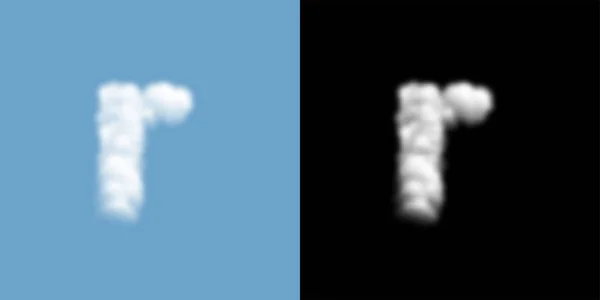 Αλφάβητο πεζό Set γράμμα r, σύννεφο ή μοτίβο καπνού, διαφανής απεικόνιση απομονωμένη αιωρήσεως στο φόντο μπλε ουρανό, με μάσκα αδιαφάνειας, διάνυσμα EPS 10 — Διανυσματικό Αρχείο