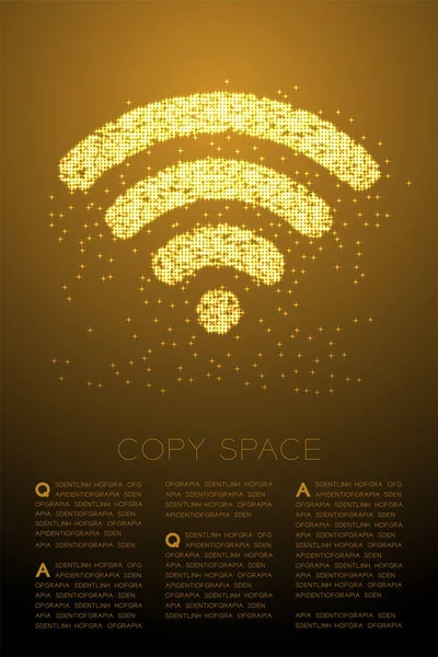 Abstrato brilhante Bokeh estrela padrão símbolo Wifi, Internet conectar design conceito ilustração cor de ouro isolado no fundo gradiente marrom com espaço de cópia, vetor eps 10 — Vetor de Stock