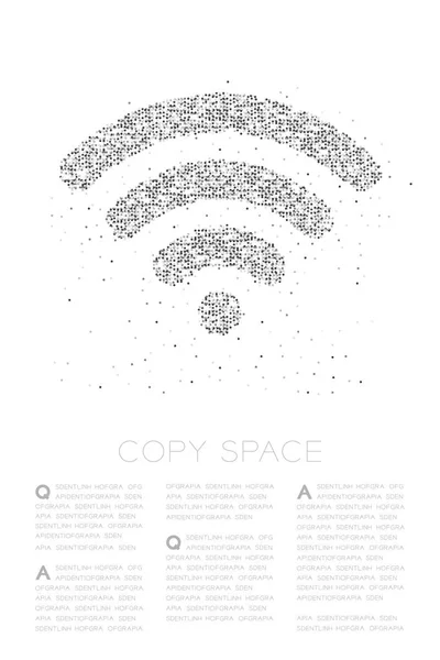 Αφηρημένο γεωμετρικό κύκλο dot pixel μοτίβο Wi-Fi σύμβολο, σύνδεση στο Internet εικόνα σχέδιο μαύρο χρώμα απεικόνιση σε λευκό φόντο με χώρο αντιγραφής, διάνυσμα EPS 10 — Διανυσματικό Αρχείο