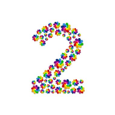 Beyaz arka plan üzerinde vektör eps 10 izole kavramı tasarlamak güç yenilenebilir Rüzgar alfabe set mektup iki numaralı veya 2, türbin kağıt desen,