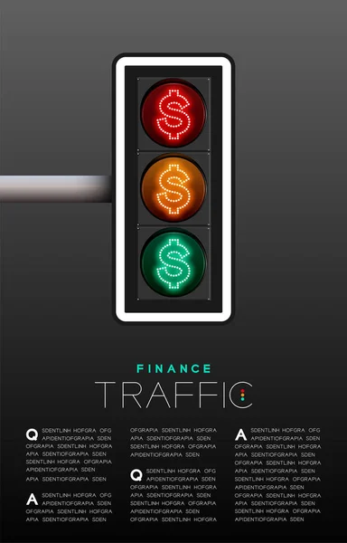 LED Traffic Light with currency symbol, Business finance concept poster or flyer template layout design illustration isolated on grey gradients background with copy space, vector eps 10