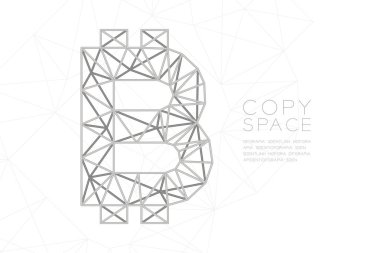 Bitcoin kriptopara sembolü tel kafes Polygon gümüş çerçeve yapısı, İş finans konsept tasarım illüstrasyon kopya alanı ile beyaz arka plan izole, vektör eps 10