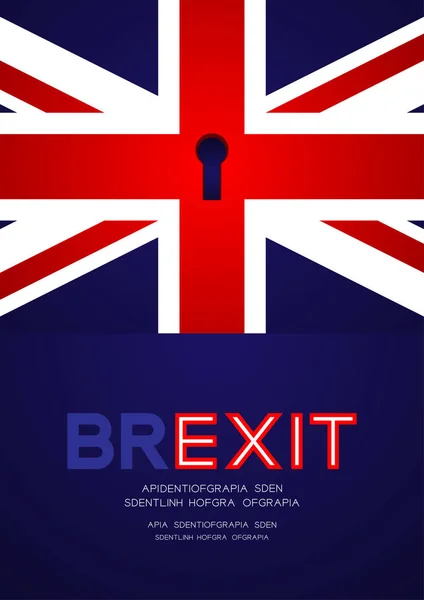 Bandeira do Reino Unido com buraco de fechadura, Brexit conceito design ilustração isolada em fundo azul com espaço de cópia, vetor eps 10 — Vetor de Stock