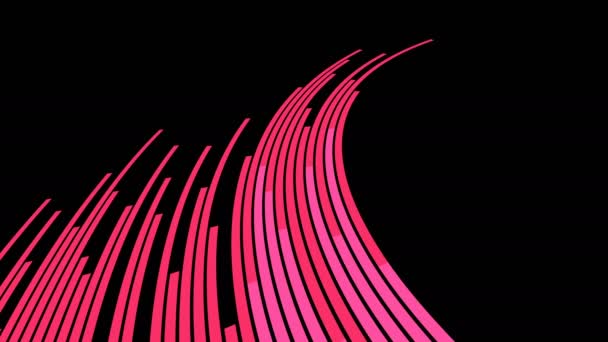 Línea Cruve Abstracta Movimiento Color Rosa Sobre Fondo Oscuro Animación — Vídeo de stock