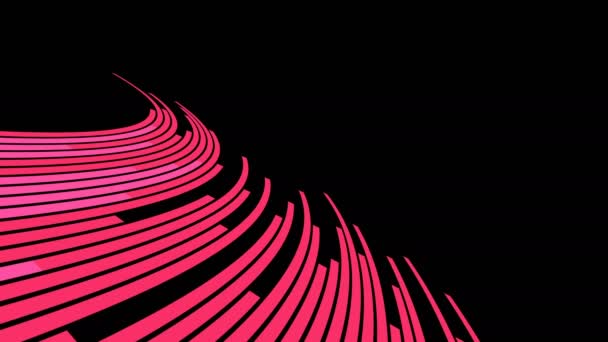 Línea Cruve Abstracta Movimiento Color Rosa Sobre Fondo Oscuro Animación — Vídeo de stock