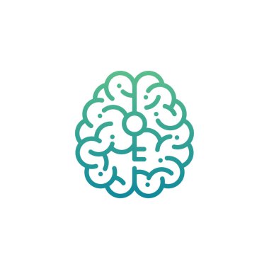 Anahtar sembolü ile Top Brain logo simgesi, Secrets of the mind konsept tasarım illüstrasyon yeşil ve mavi degradeler renk kopya alanı ile beyaz arka plan izole, vektör eps 10